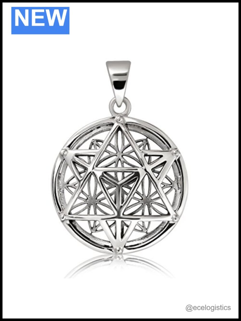 925 Sterling Silver Celtic Knot Merkabah Metatron Pendant Necklace